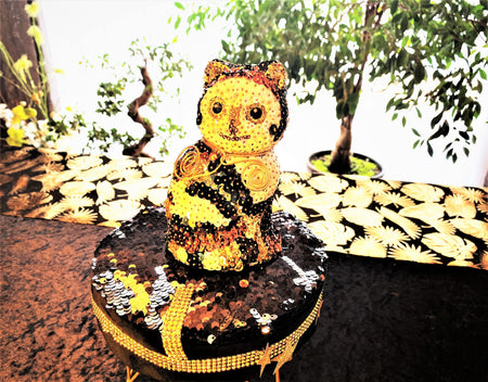 CHATON EN POLYSTYRENE et SEQUINS  PAILLETTES FAIT MAIN